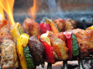 Grillfleisch, Gemüse
