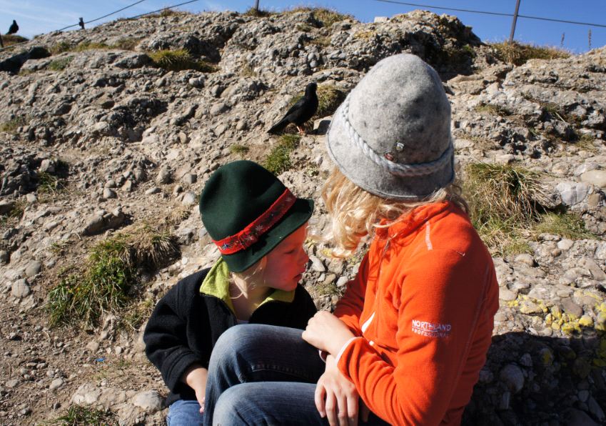 Gegen diese Mitesser hilft keine Pickelcreme: Bergdohlen wollen sich die Wurst der Kinder holen! Foto: (c) Kinderoutdoor.de