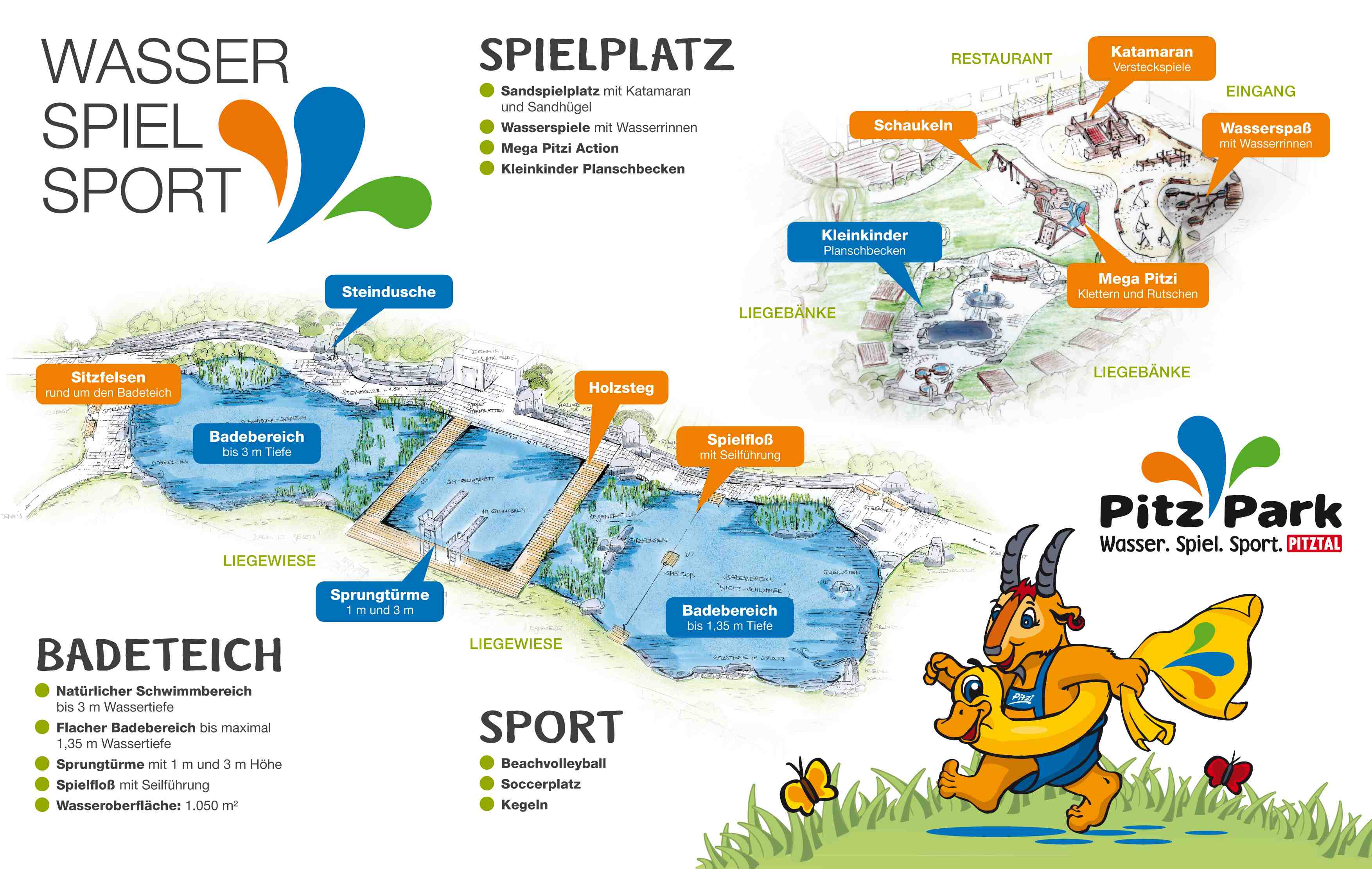 Im Pitz Park könnt Ihr ab 8. Juni nach herzenslust vor der Bergkulisse im Pitztal plantschen. Foto: (c) TVB Pitztal