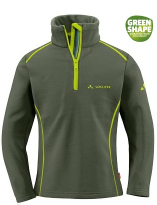 Ein grüner Fleecepullover für Outdoor Kinder: Der Kids Jerboa Halfzip von Vaude. Foto. (c) Vaude
