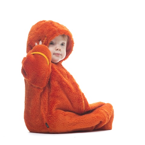 Das ist kein niederländischer Nachwuchs-Fußball-Fan, sondern ein rundum zufriedener kleiner Outdoorer, der sich in den Baby High Loft Burrito von Houdini einkuschelt. Foto: (c) Houdini