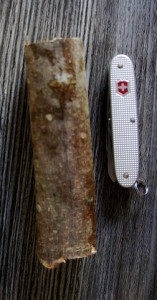 Aus einem Stück Holz schnitzen wir eine Giraffe. Wichtig ist, dass das Schweizer Messer eine Säge hat. Foto (c) Kinderoutdoor.de