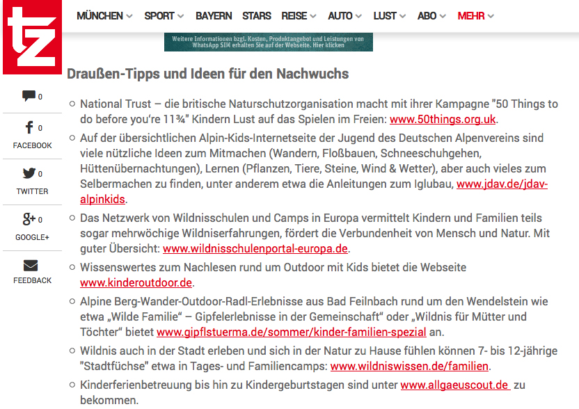 kinderoutdoor in der tz
